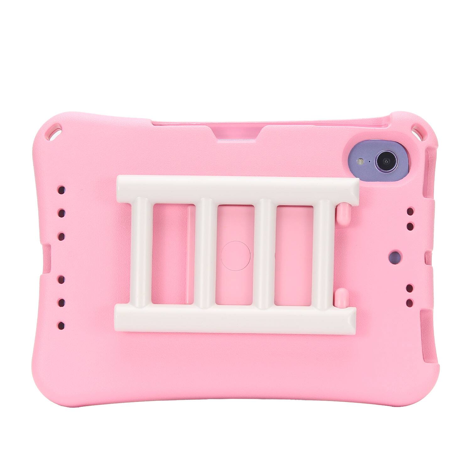 Back. Dteck - for Apple iPad mini (A17 Pro) 2024/iPad mini 6th Gen 8.3-inch 2021 Rugged Case,Shockproof TPU Cover with Rotating Stand - Pink.