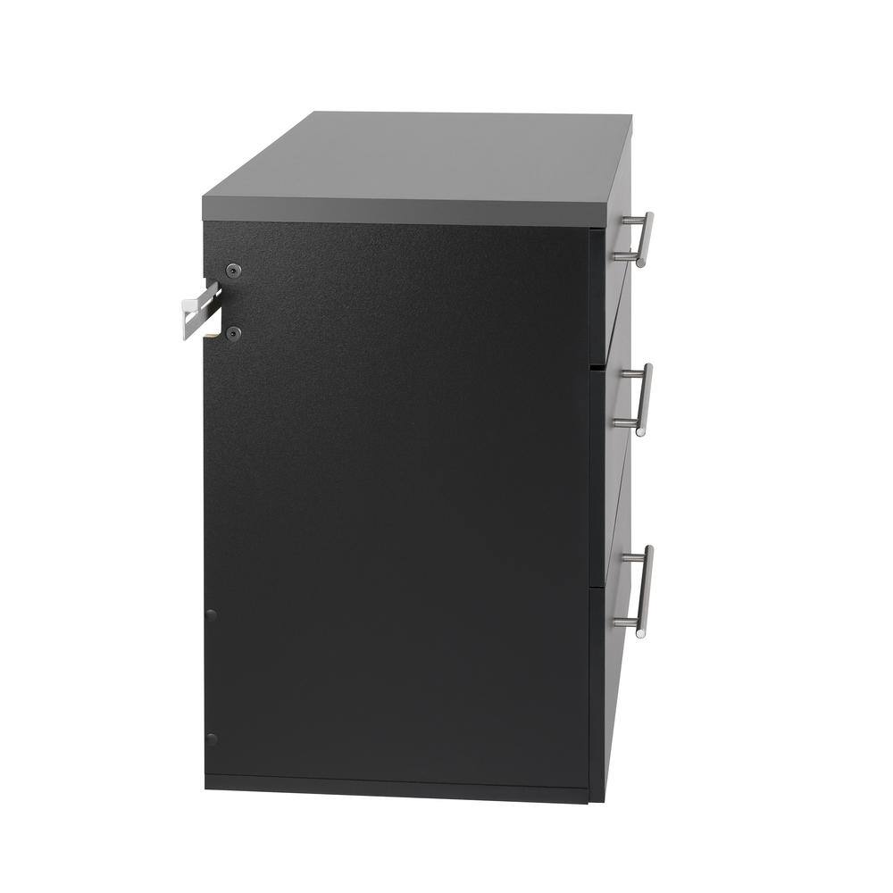 Left. Prepac - HangUps 3-Drawer Base Storage Cabinet, Black - Black.