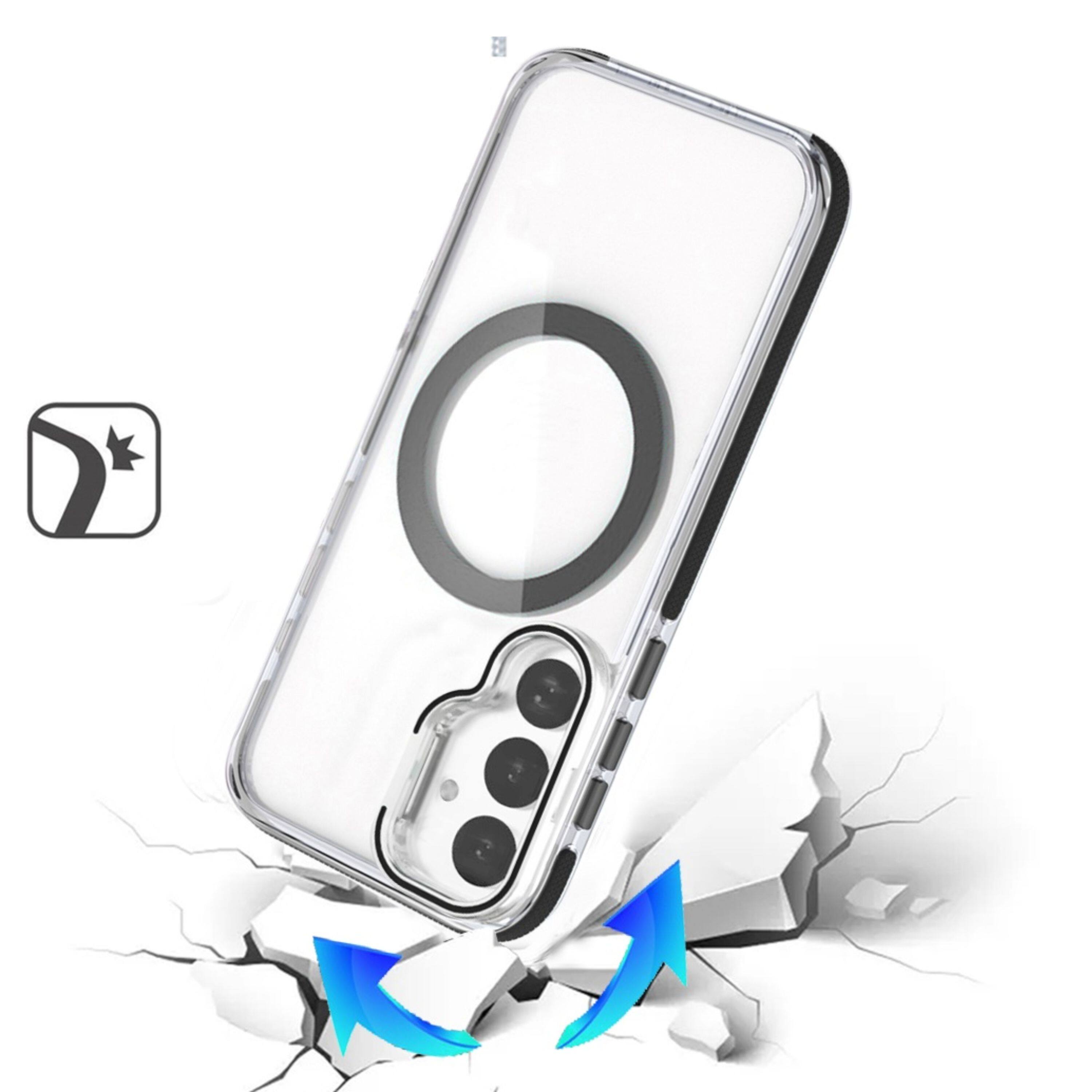 Left. Kitcheniva - Magnetic Circle Lens Stand Cover Phone Case Tempered Glass For Samsung Galaxy S26 Black - Black.
