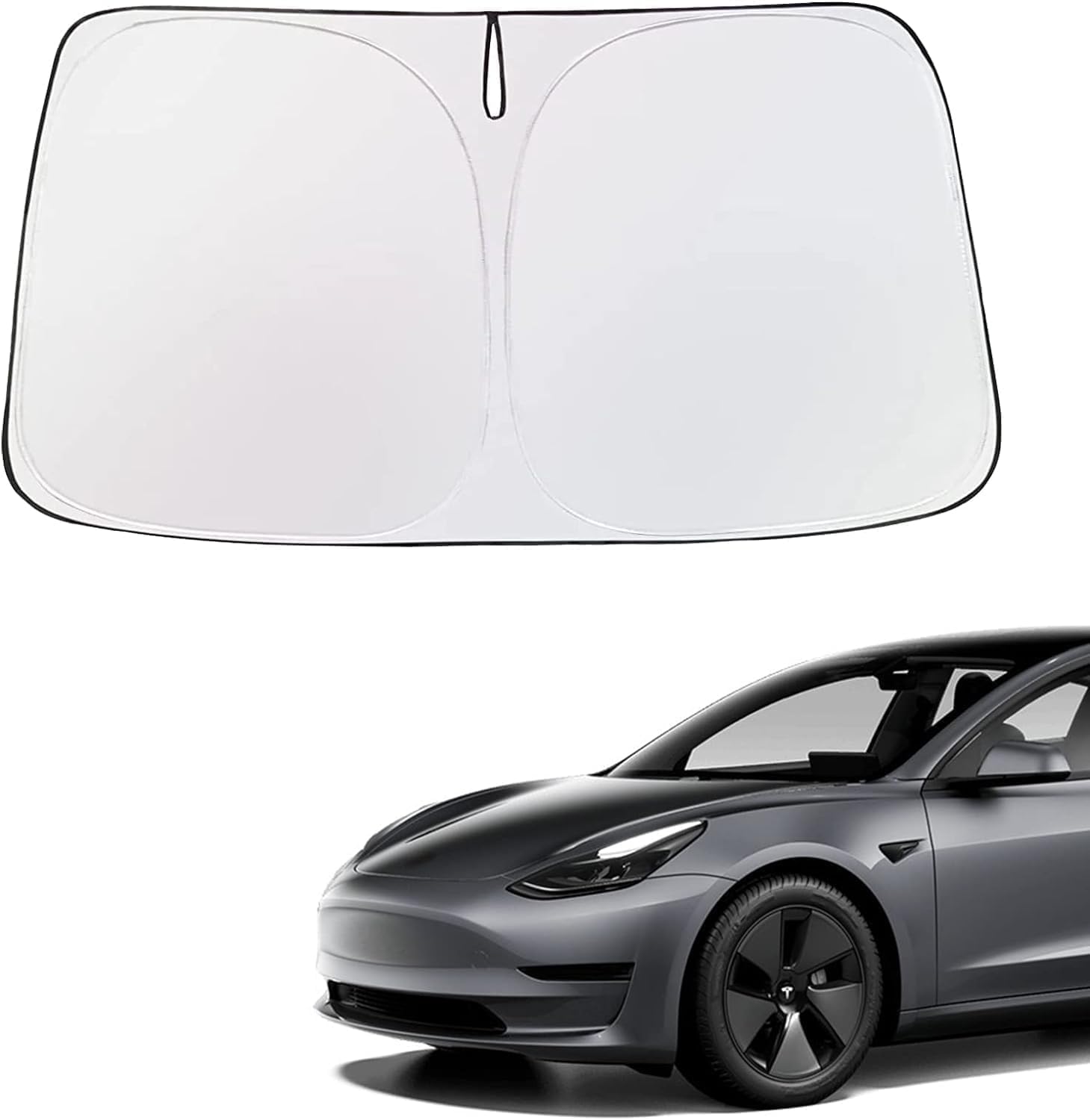 Alt View 5. TopFit - 3PCS Tesla Model Y Juniper 2025-2026 Foldable Windshield & Roof Sunshade Set, Split Design/No-Sag/Interior UV Protection.