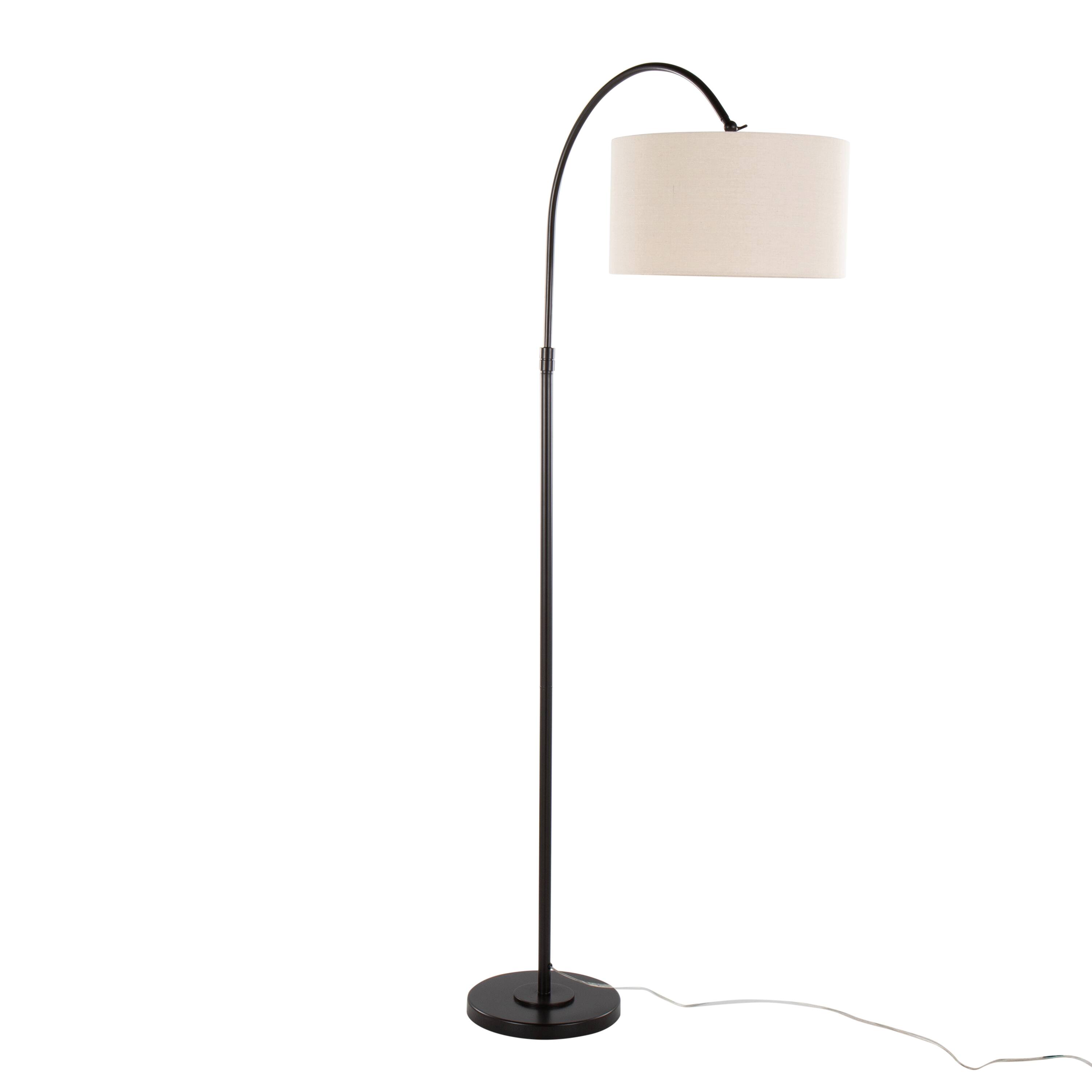 Left. Loheer - Loheer 72 Inch Contemporary Metal Floor Lamp Oil Bronze Tall Standing Light with Natural Linen Shade for Living Room - Natural.