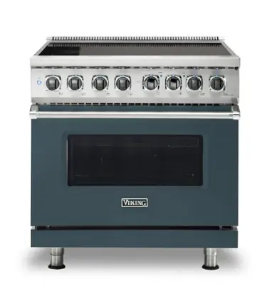 Front. Viking - 5 Series 5.6 Cu. Ft. Freestanding Electric Induction Range - Squall.
