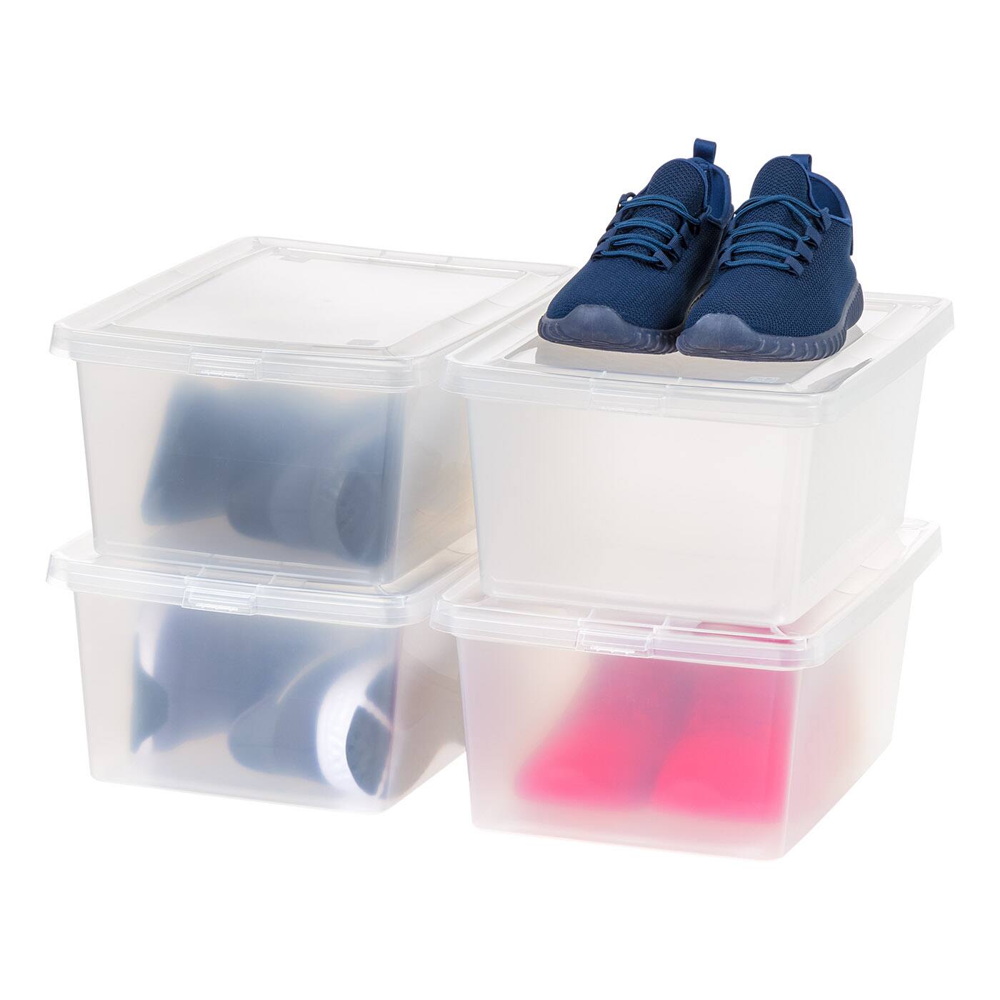 Alt View 3. IRIS USA - IRIS USA Plastic Storage Bin Tote Organizing Container with Latching Lid, Shoe Box, Clear.
