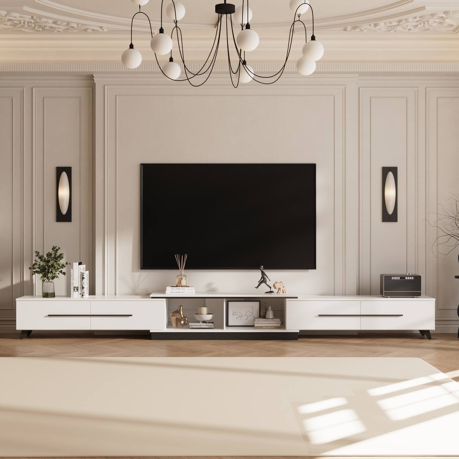 Alt View 10. FUFU & GAGA - FUFU&GAGA Modular TV Stand - Fits 60" TVs, Convertible Design, White Finish - White.