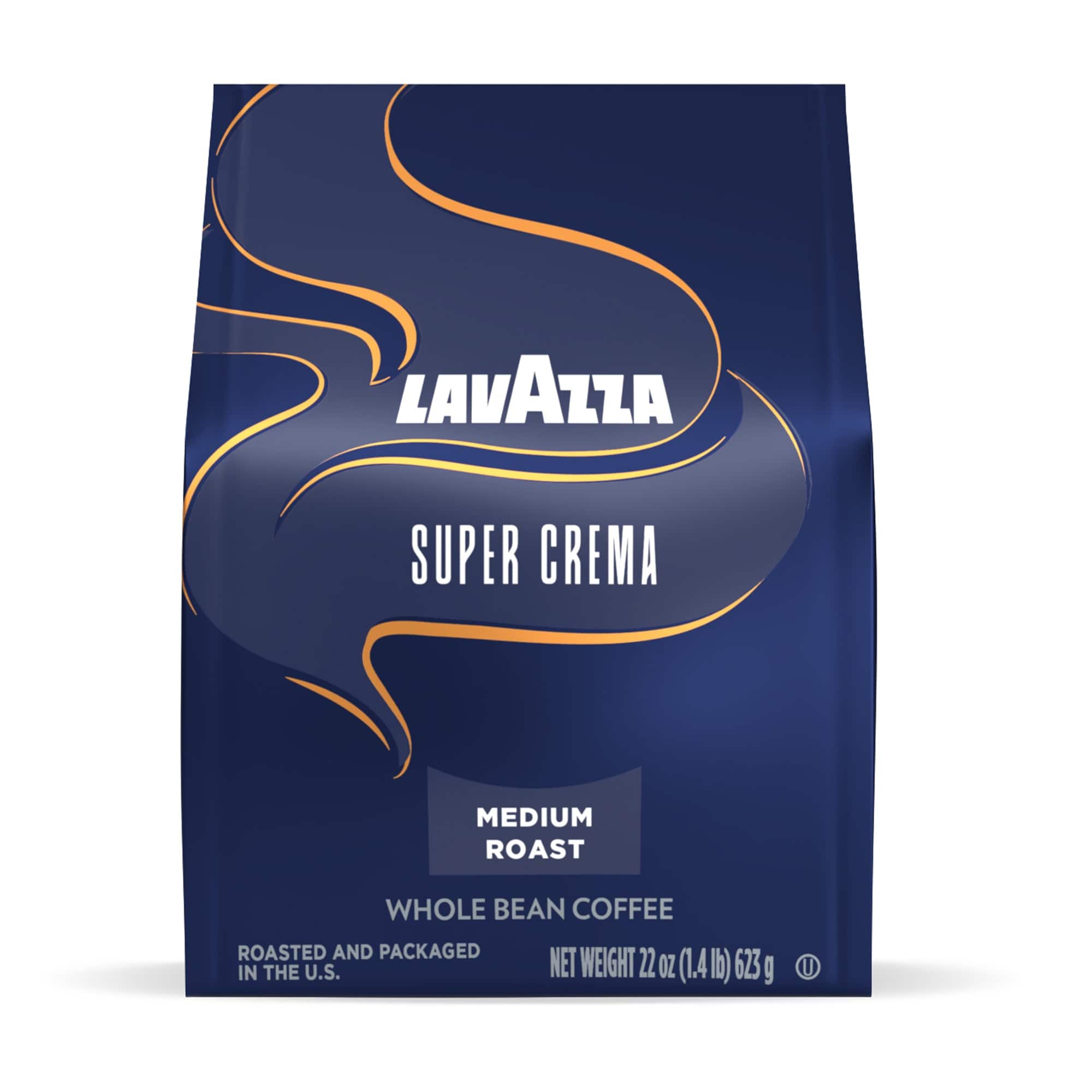 Lavazza - Super Crema Whole Bean Coffee, Medium Espresso Roast, Arabica and Robusta Blend, 22 oz Bag