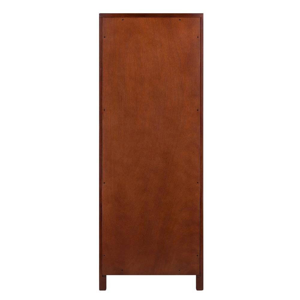 Back. FurniFact - Walnut Kitchen Cabinet – Small Pantry Cabinet with Doors - Brown.