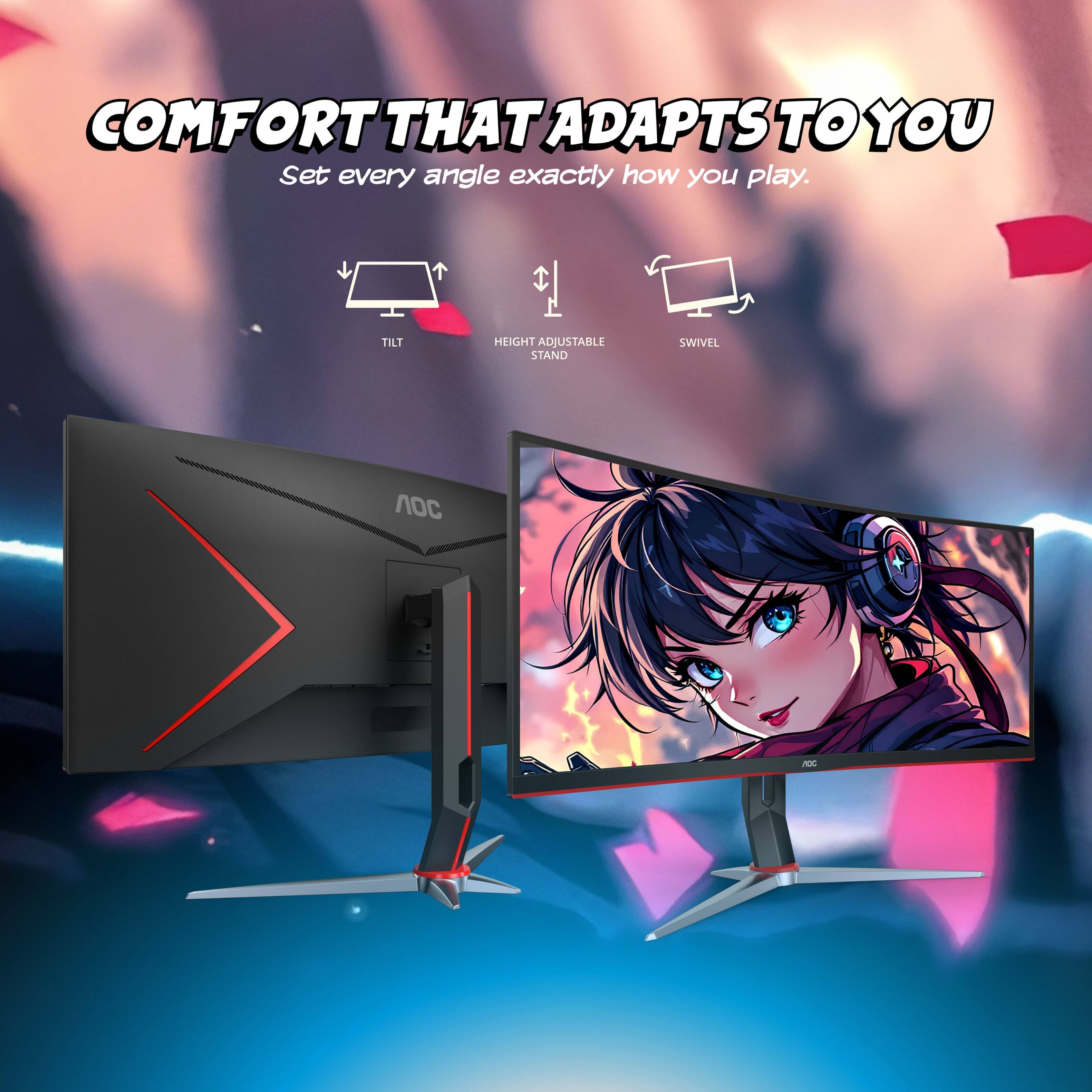 COMFORT THAT ADAPTS TO YOU  
Set every angle exactly how you play.  

- TILT  
- HEIGHT ADJUSTABLE  
- SWIVEL