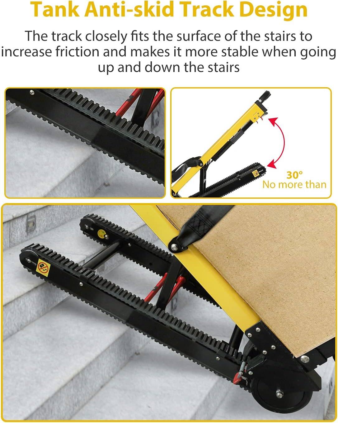 Tank Anti-skid Track Design

The track closely fits the surface of the stairs to increase friction and makes it more stable when going up and down the stairs.

30° No more than