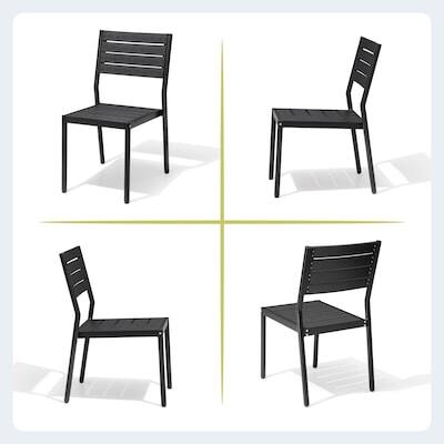 Alt View 6. Crestlive Products - Crestlive Products 13pc Patio Dining Set Aluminum Rectangle Table 12 Stackable Stationary Chairs No Armrest - Black-13PC.