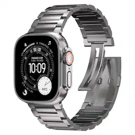 Ultra Supply Co - Titan G4 Titanium Band for Apple Watch Ultra 3/2/1 - Natural Titanium - Folding Buckle