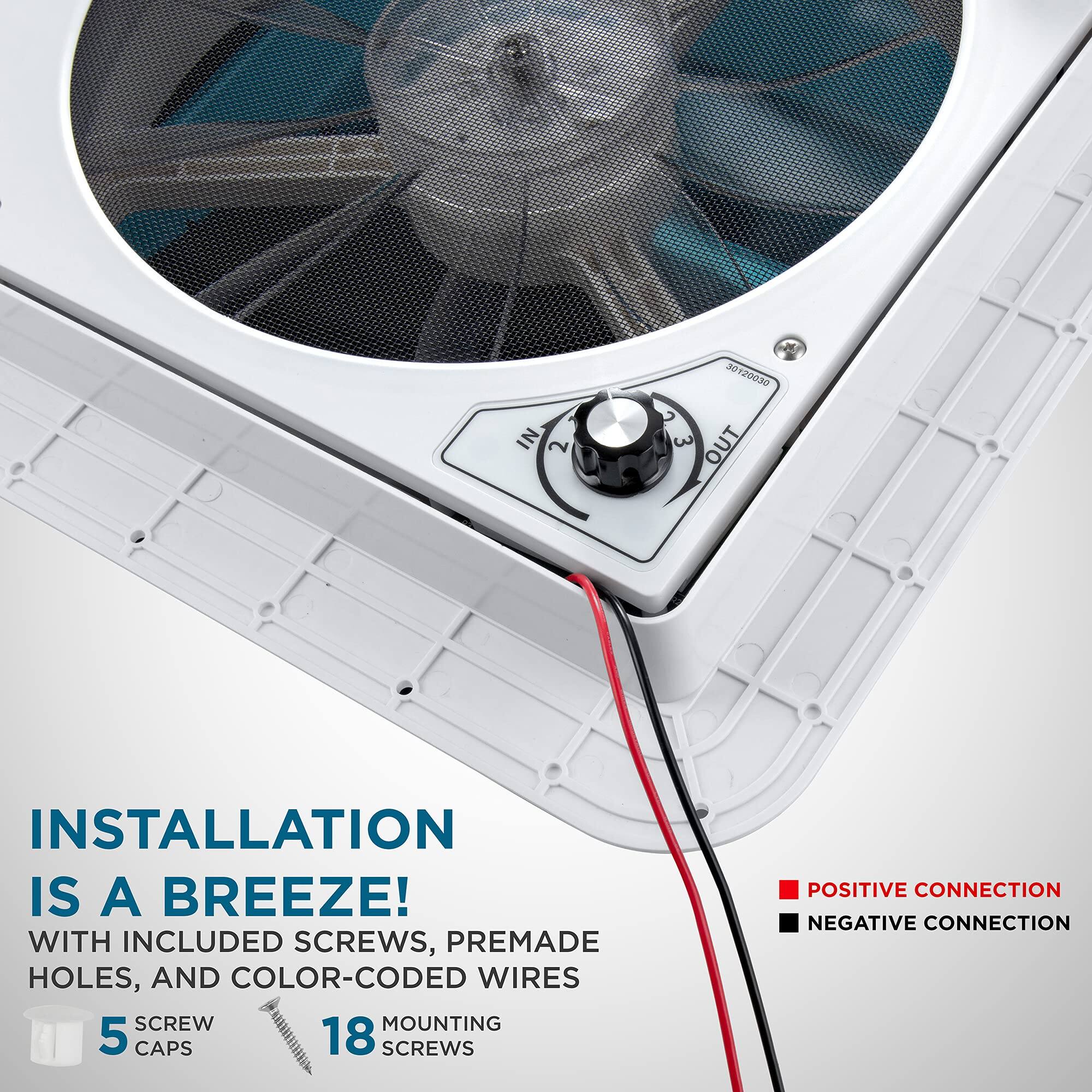 INSTALLATION IS A BREEZE! WITH INCLUDED SCREWS, PREMADE HOLES, AND COLOR-CODED WIRES SCREW MOUNTING 5 CAPS 18 SCREWS POSITIVE CONNECTION NEGATIVE CONNECTION