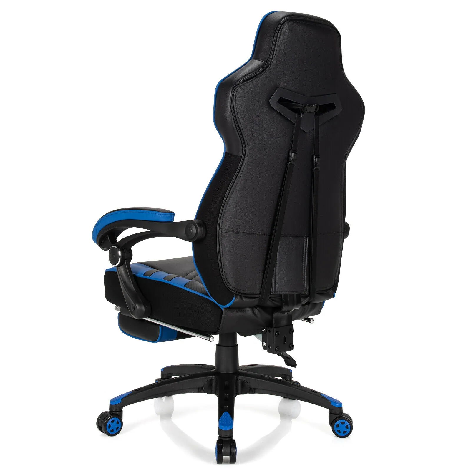 Left. WELLFOR - Adjustable Gaming Chair with Footrest for Home Office - Blue.
