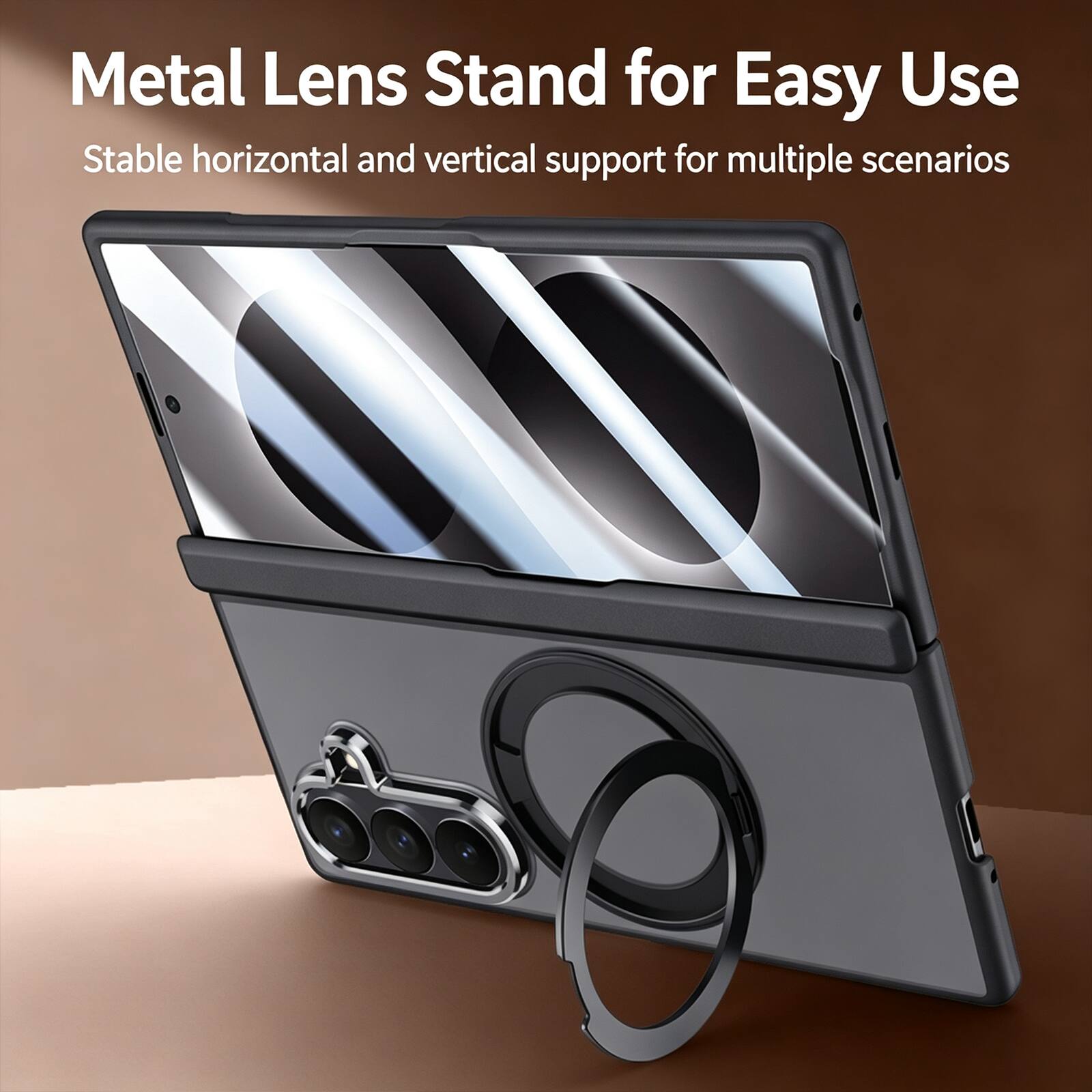 Metal Lens Stand for Easy Use  
Stable horizontal and vertical support for multiple scenarios
