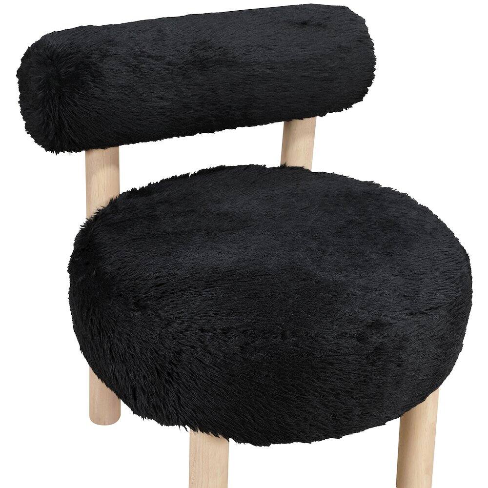 Alt View 3. Meridian Furniture - Ambre Black Vegan Shearling Fabric Upholstered Accent Chair - Brown.