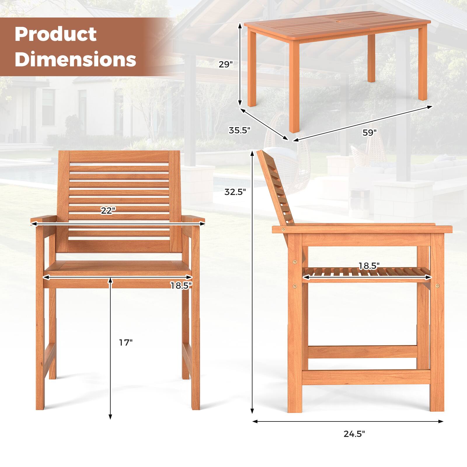 Product Dimensions: 29" x 35.5" x 59" x 32.5" x 22" x 18.5" x 18.5" x 17" x 24.5"