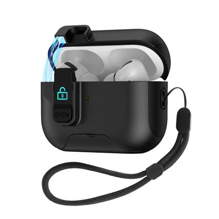 Front. Stock Preferred - For AirPods Pro 3rd Gen. 2025 Case with Kickstand Phone Holder - Black.