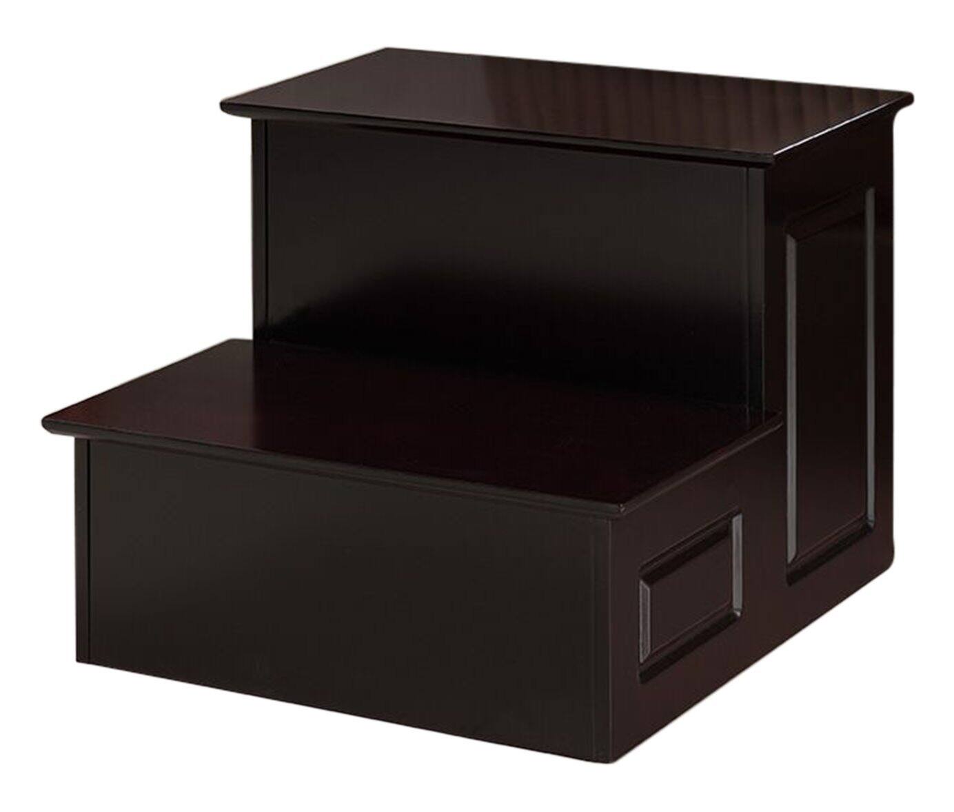 Angle. Kings Brand Furniture - Kings Brand Furniture Courtney Wood Bedroom Step Stool – 2-Step Design for Kids, Adults & Home Storage - Cherry.