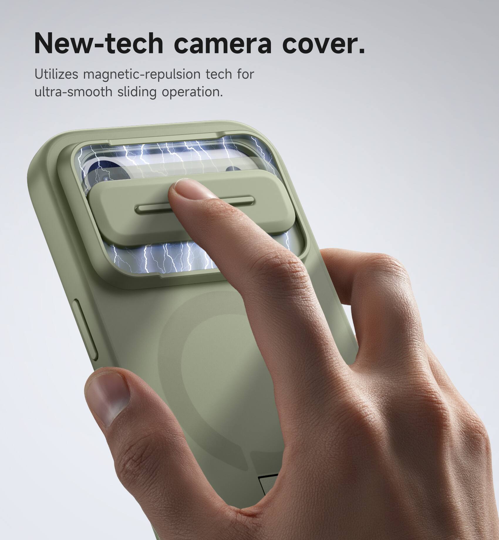 New-tech camera cover.  
Utilizes magnetic-repulsion tech for ultra-smooth sliding operation.
