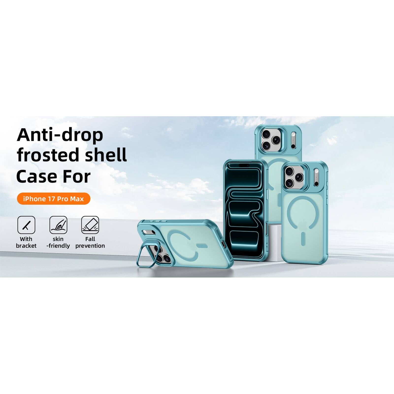 Anti-drop frosted shell Case For iPhone 17 Pro Max with skin Fall bracket-friendly prevention