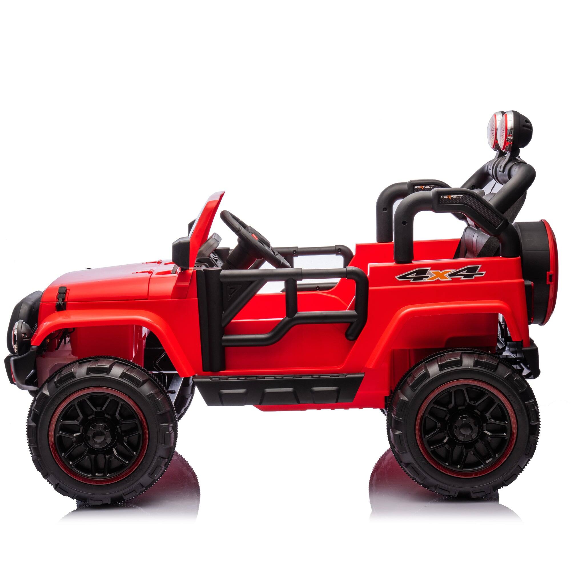 Alt View 4. Boyel Living - 3+ Red 24V Kids Ride On UTV with Parents Remote Control Twin 80W Motors 4Wheel Sho - red.