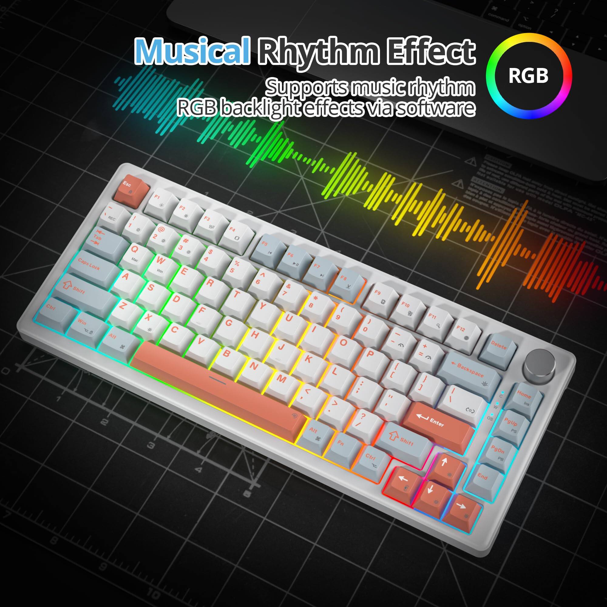 Musical Rhythm Effect  
Supports music rhythm RGB backlight effects via software