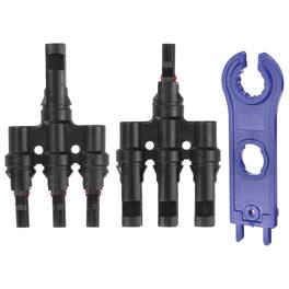 Unique Bargains - A Pair T-Shaped Branch Connector 1 to 3 Male/Female 1000V for Solar Panel Parallel Connection - Black