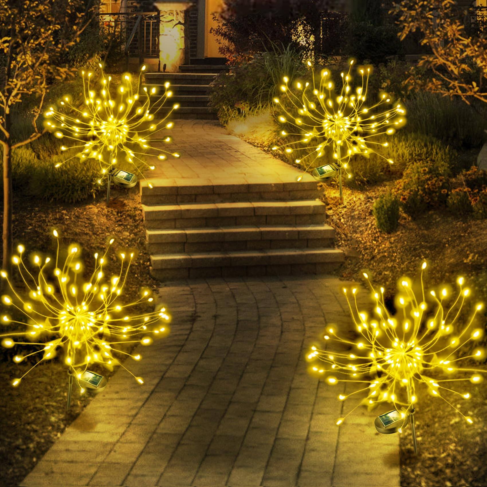 Alt View 1. Paradigms Interiors - Solar Lights Outdoor Garden Light Waterproof For Yard Diy Outside - 120 Led Sparklers Warm Lighting Patio D... - Colorful-4 PACK.