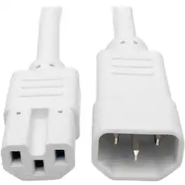 Eaton Tripp Lite Series Power Cord C14 to C15 - Heavy-Duty, 15A, 250V, 14 AWG, 3 ft. (0.91 m), For PDU, UPS - White
