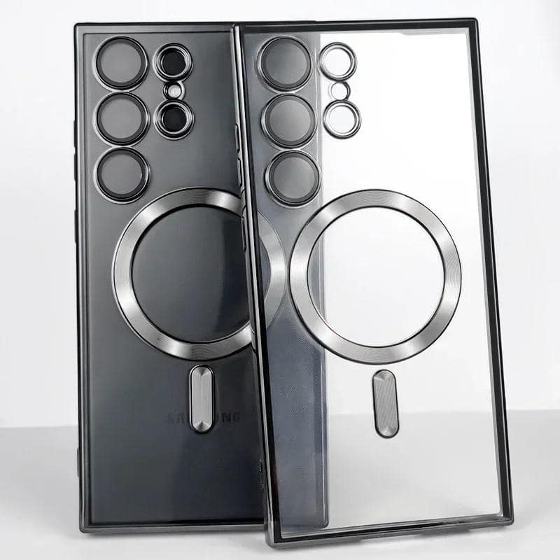 Front. Entronix - Entronix Magnetic Case for Samsung Galaxy S25 Ultra - Clear Luxury Glossy Cover - Black.