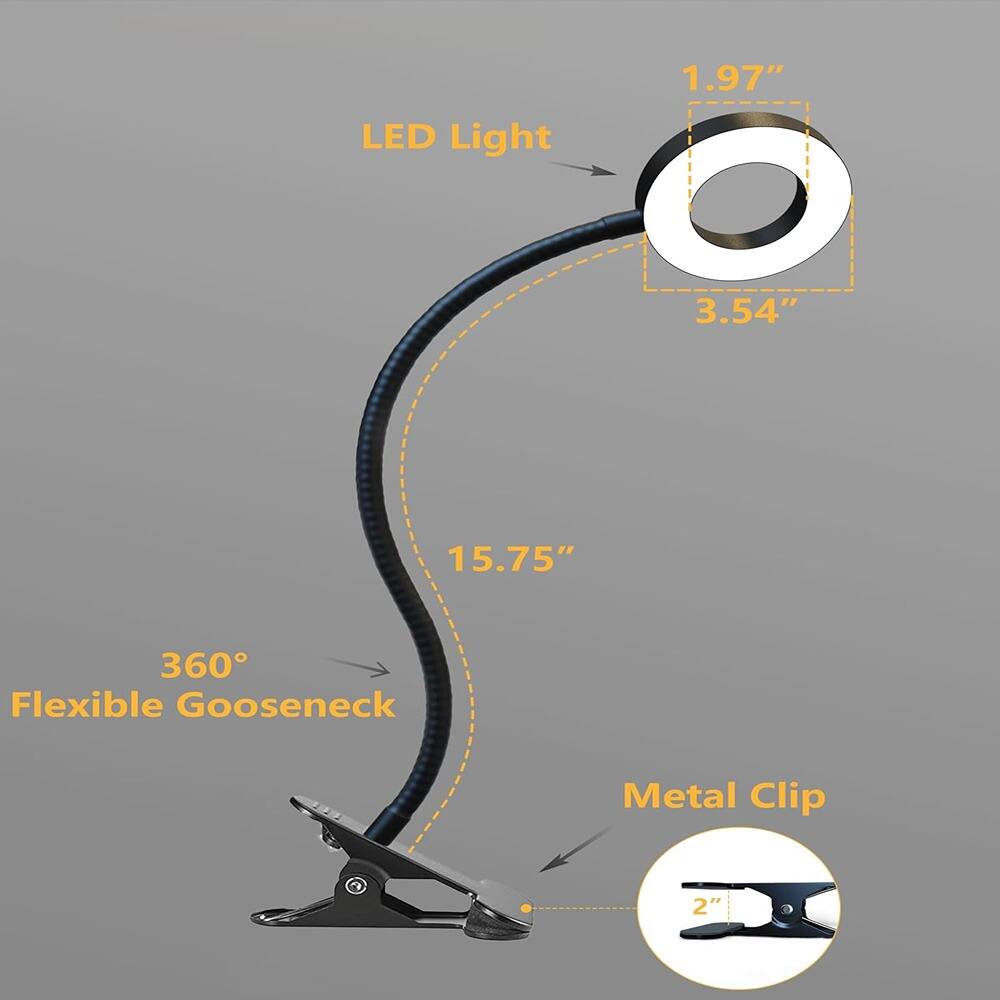 LED Light  
1.97" x 3.54"  
15.75" Flexible Gooseneck  
Metal Clip 2"