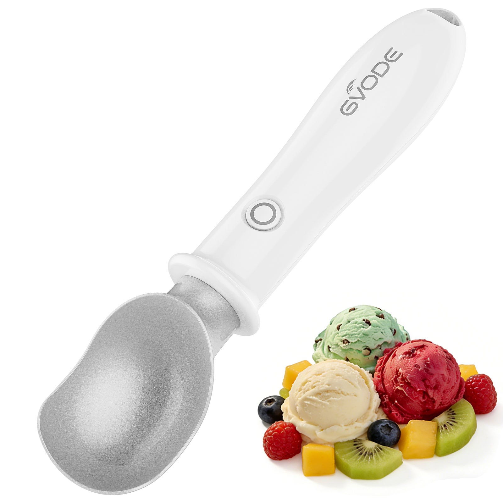 Gvode - Electric Heated Ice Cream Scoop: Rechargeable Cordless Dual-Temp Non-Stick Scooper with 2000mAh Battery