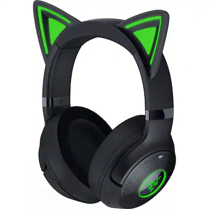 Front. Razer - Kraken Kitty V2 Bluetooth Wireless Over-the-Ear Gaming Headset for PC, Mac, Playstation, Nintendo Switch, Steam Deck - Black.