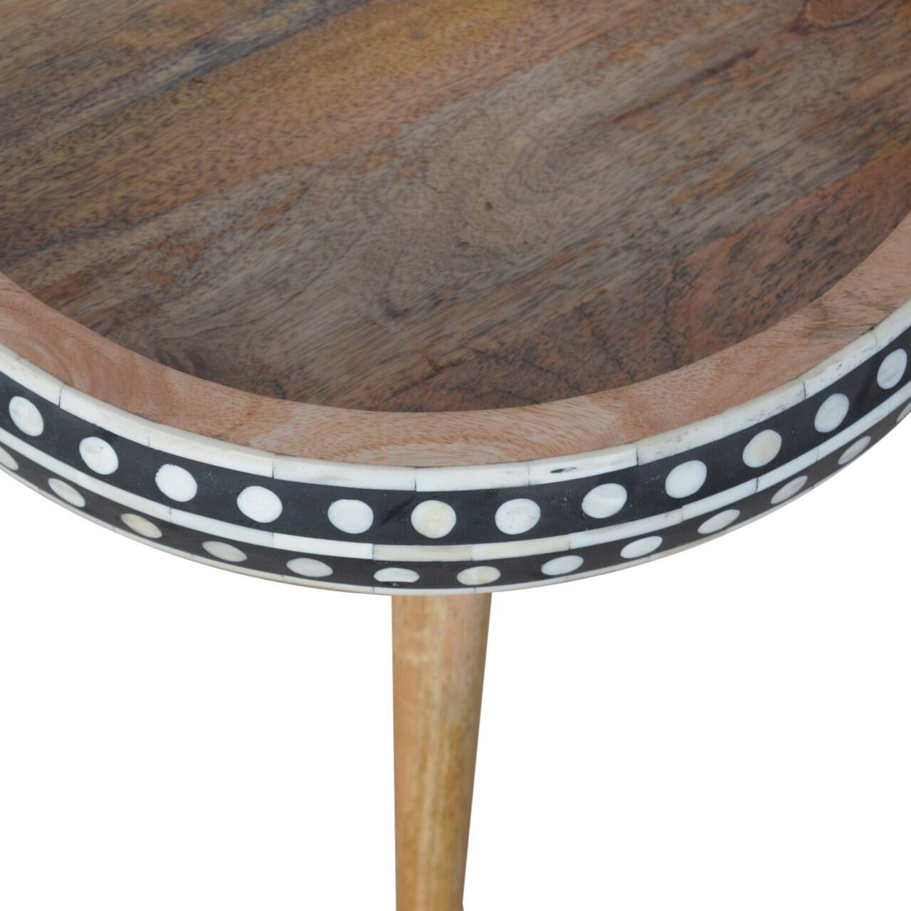 Alt View 3. Artisan Furniture - Artisan Furniture Solid Wood Small Dotted End Table, Black and White - Black and White.