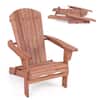Front. Costway - Costway Folding Adirondack Chair Set of 1 with High Backrest & Wide Armrests Wooden - Brown.