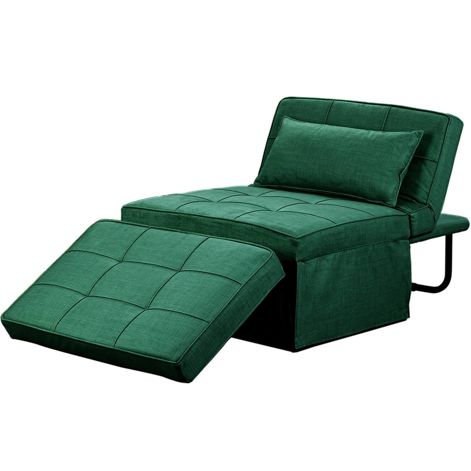 Alt View 3. Ainfox - Ainfox Sofa Bed Breathable Linen Couch Bed with Adjustable Backrest Convertible Chair for Living Room Apartment Office - green.