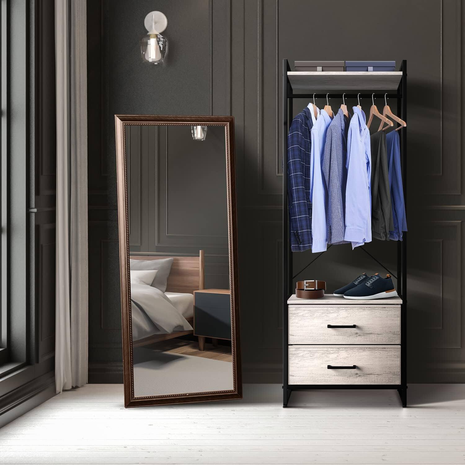 Left. Sorbus - Sorbus Clothing Rack with Drawers - Clothes Stand Dresser - Wood Top, Steel Frame for Hanging Shirts, Dresses, & Jackets - Rustic beige.