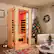 Left. U-HOMY - 1-Person Hemlock Infrared Sauna with Red Light Therapy, Tempered Glass Door & Bluetooth - Wood.