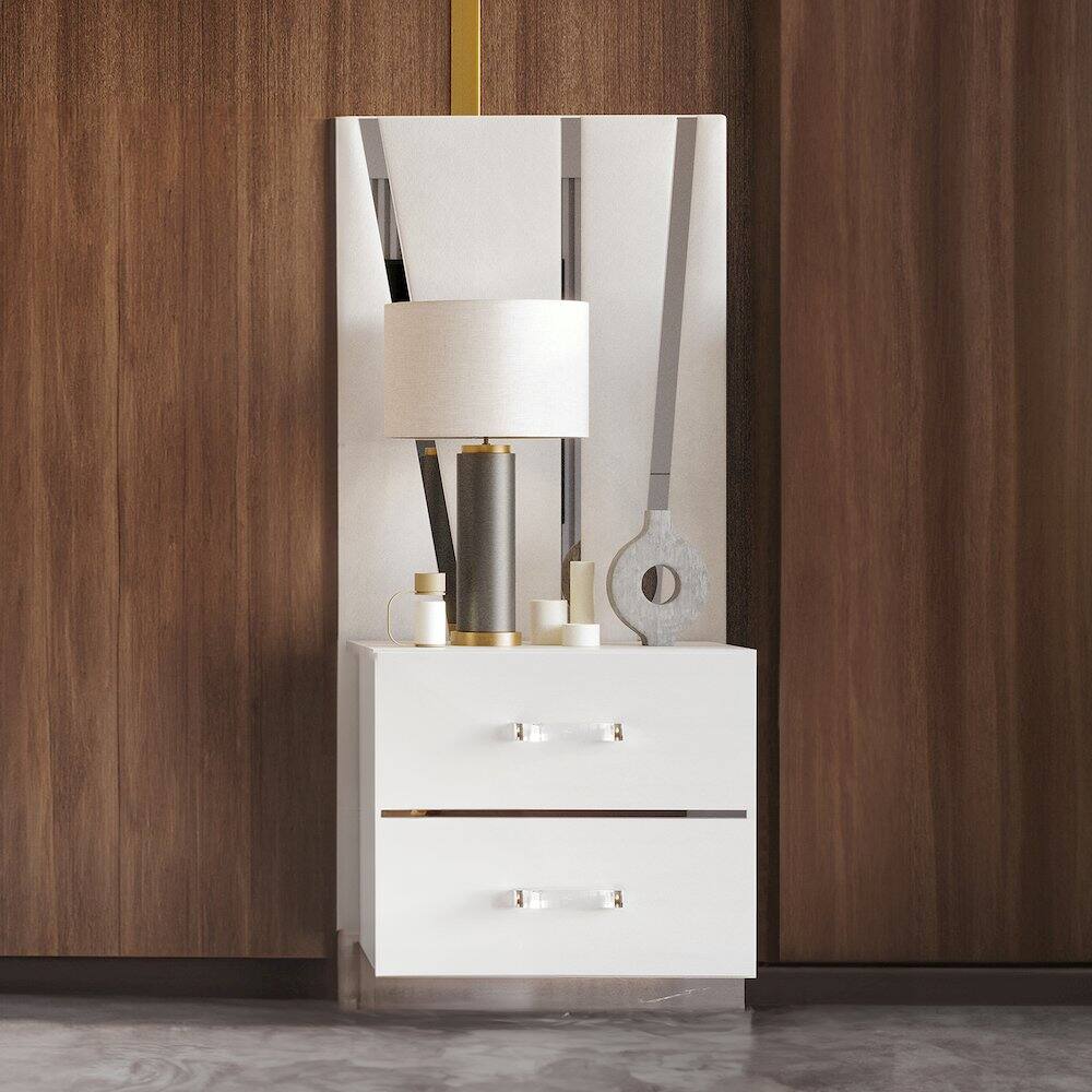 Alt View 6. New Classic Furniture - Europa Wood 2 Nightstand with Panels - White.