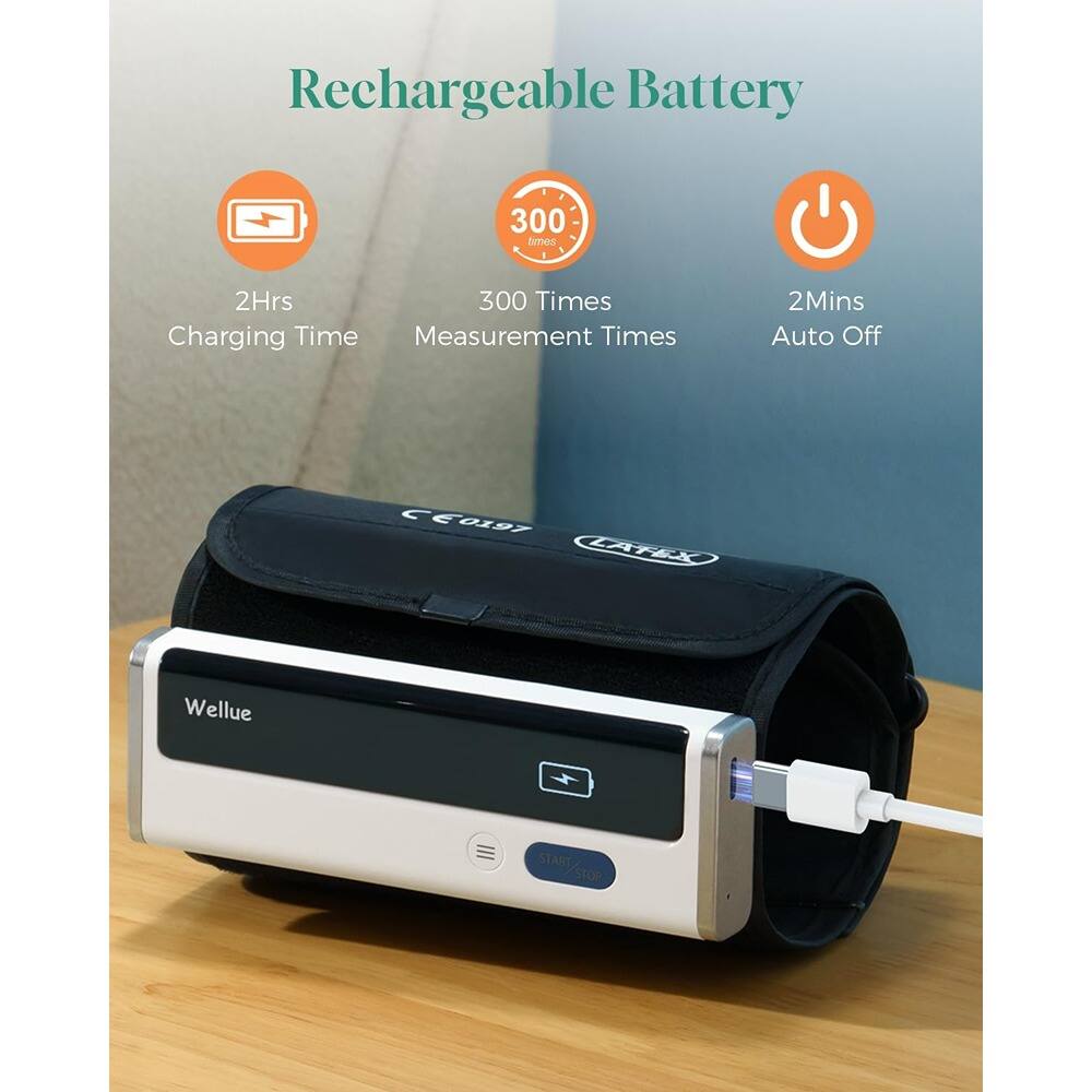 Rechargeable Battery  
- 2Hrs Charging Time  
- 300 Times Measurement Times  
- 2Mins Auto Off  

Wellue  
CATEX  
C 50197