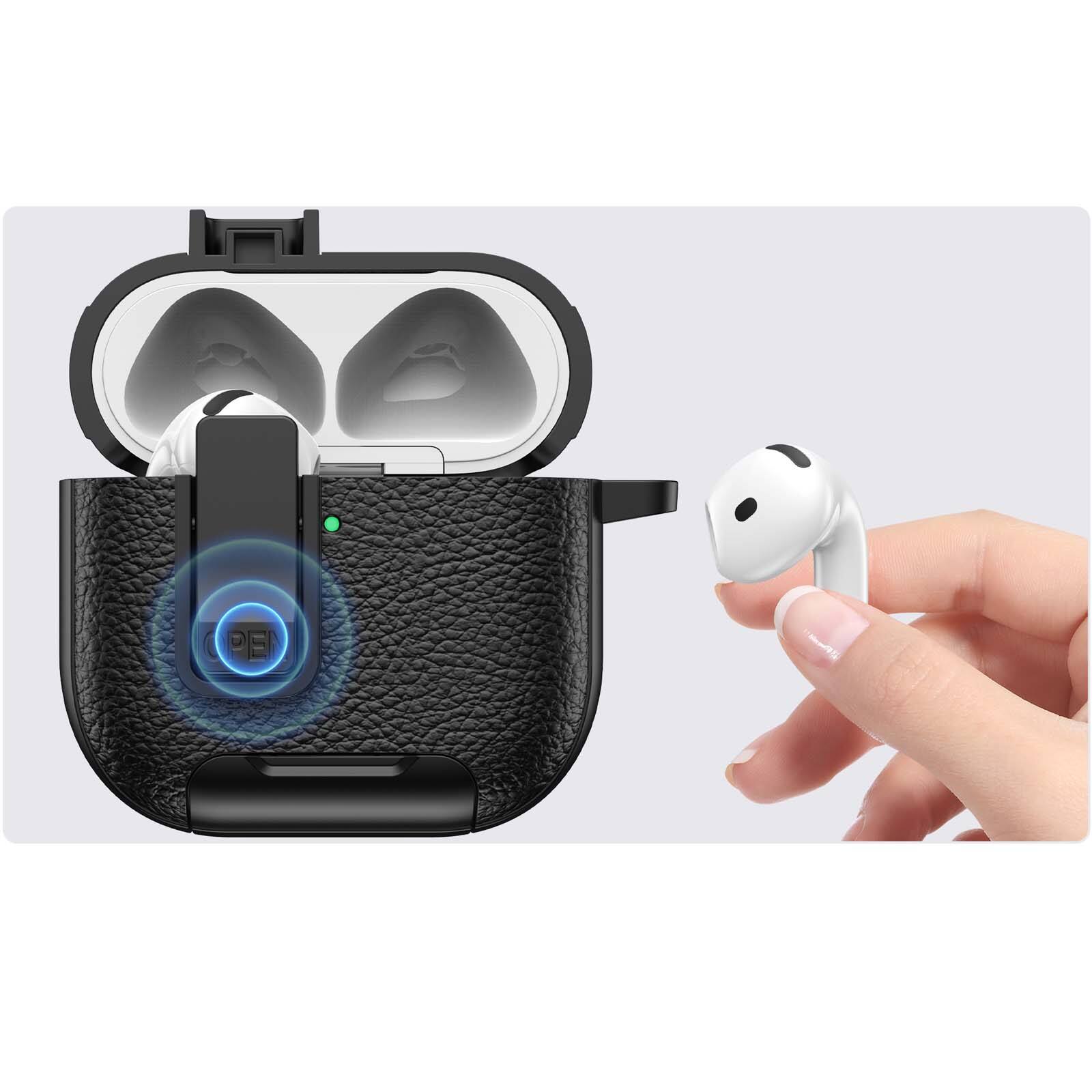 Alt View 1. Dteck - Earphone Case for Apple Airpods 4th Gen with Phone Holder & Keychain,Leather Texture Earbuds Cover for Man Women - Whiteblack.