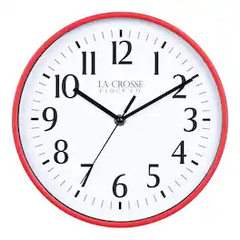 La Crosse Clock Co. - 10 Inch Basics Analog Quartz Wall Clock - Red
