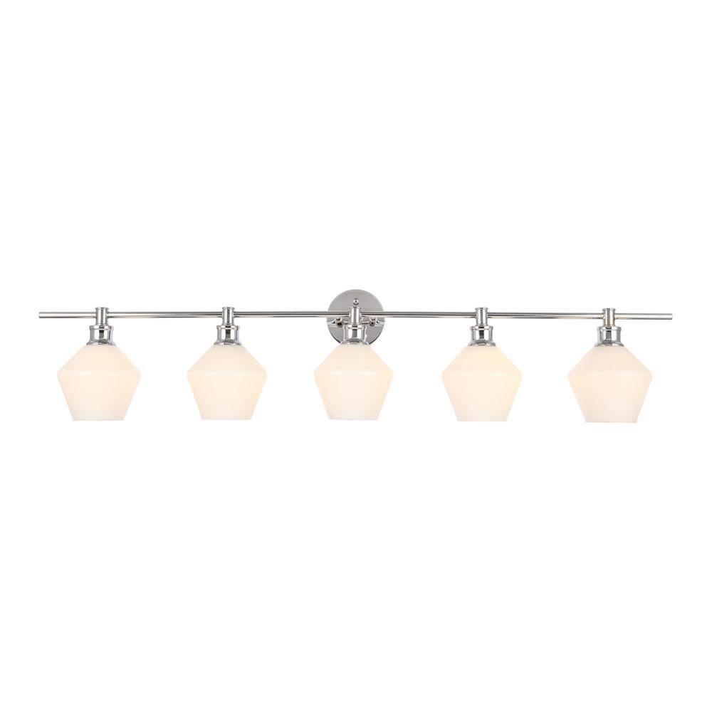Alt View 2. Living District - Gene 5 light Chrome and Frosted white glass Wall sconce - Chrome And Frosted White Glass.