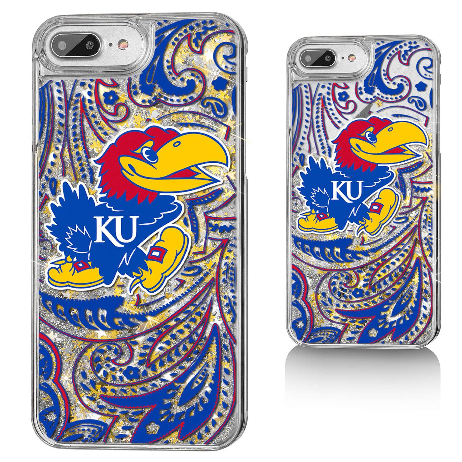 Front. Keyscaper - Kansas Jayhawks iPhone Glitter Paisley Design Case - 13 Pro Max - Multicolor.