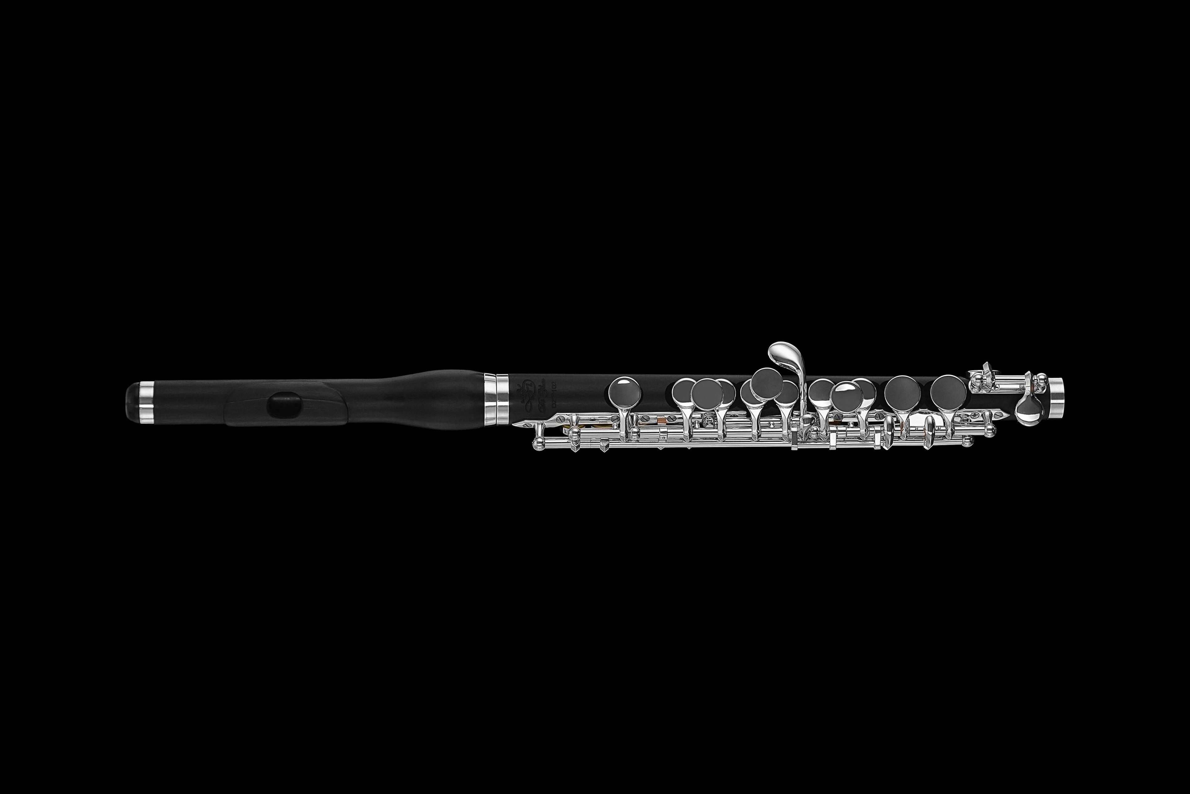 Alt View 3. Di Zhao Flutes - DZP-102 Composite Plastic-Grenadilla Piccolo - Black, Silver.