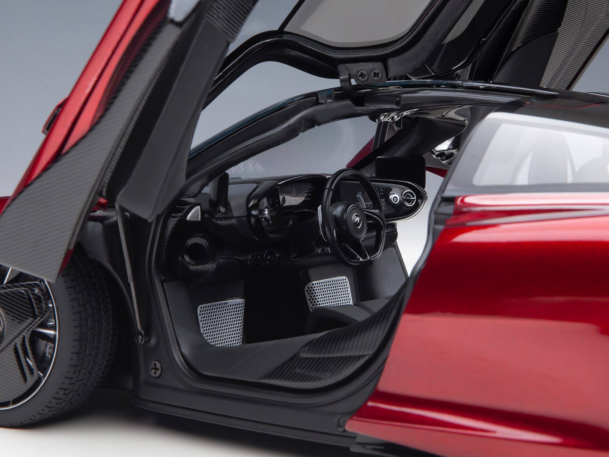 Alt View 3. Autoart - McLaren Speedtail Volcano Red Metallic with Black Top and Suitcase Accessories 1/18 Model Car by Autoart.