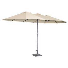 Mondawe - Double-Sided Rectangular Outdoor Twin Patio Market Umbrella - Khaki