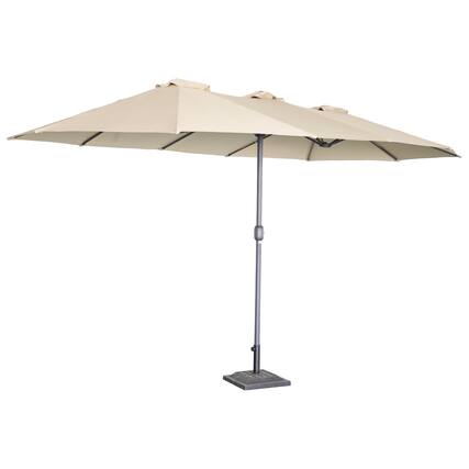 Front. Mondawe - Double-Sided Rectangular Outdoor Twin Patio Market Umbrella - Khaki.