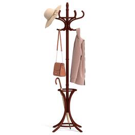 Gymax - Coat Rack w/ Umbrella Holder 73'' Freestanding Coat Hanger Stand w/ 12 Hooks - as pic
