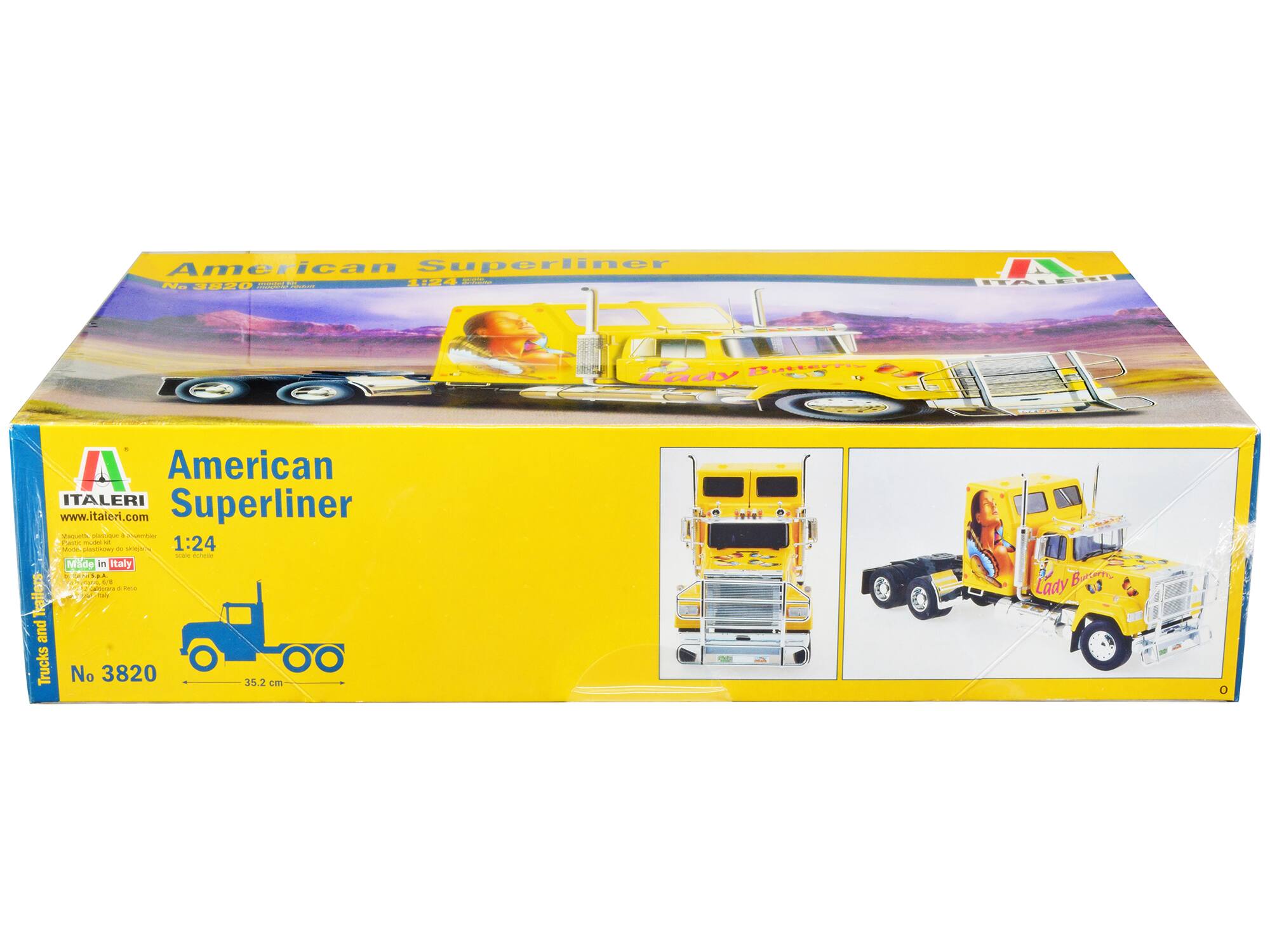 American Superliner  
ITALERI  
www.italeri.com  
1:24  
Made in Italy  
Trucks and Trucks No 3820  
35.2 cm  
Lady Bur