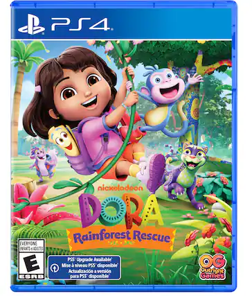 PS4. EVERYONE ENFANTS et ADULTES E ESRB nickelodeon DORA Rainforest Rescue PS5 Upgrade Available Mise niveau PSS disponible' Actualizacin a versin para PS5 disponible' OG Outright Games. - E (Everyone)